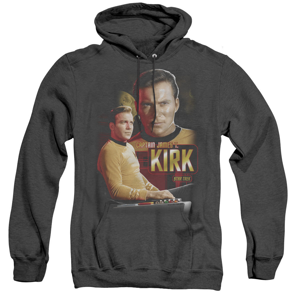 Star Trek - Captain Kirk - Adult Heather Hoodie - Black