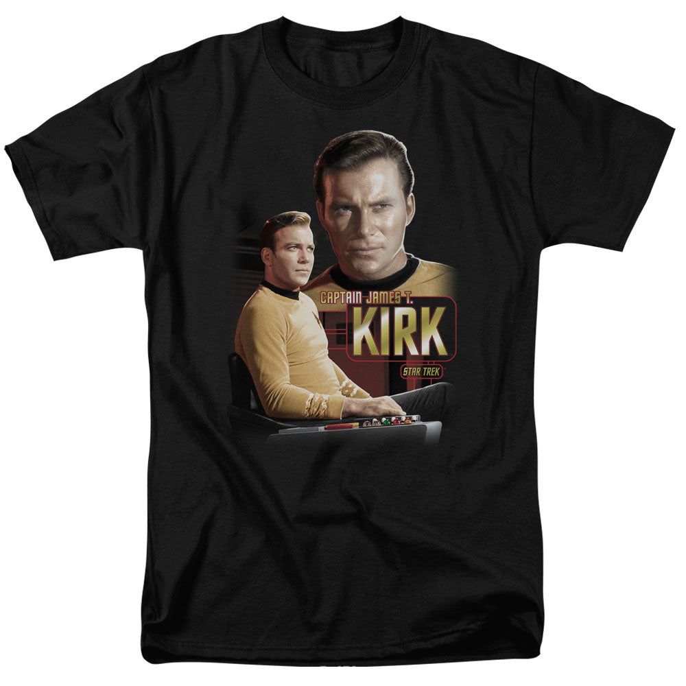 Star Trek - Captain Kirk - Short Sleeve Adult 18/1 - Black T-shirt