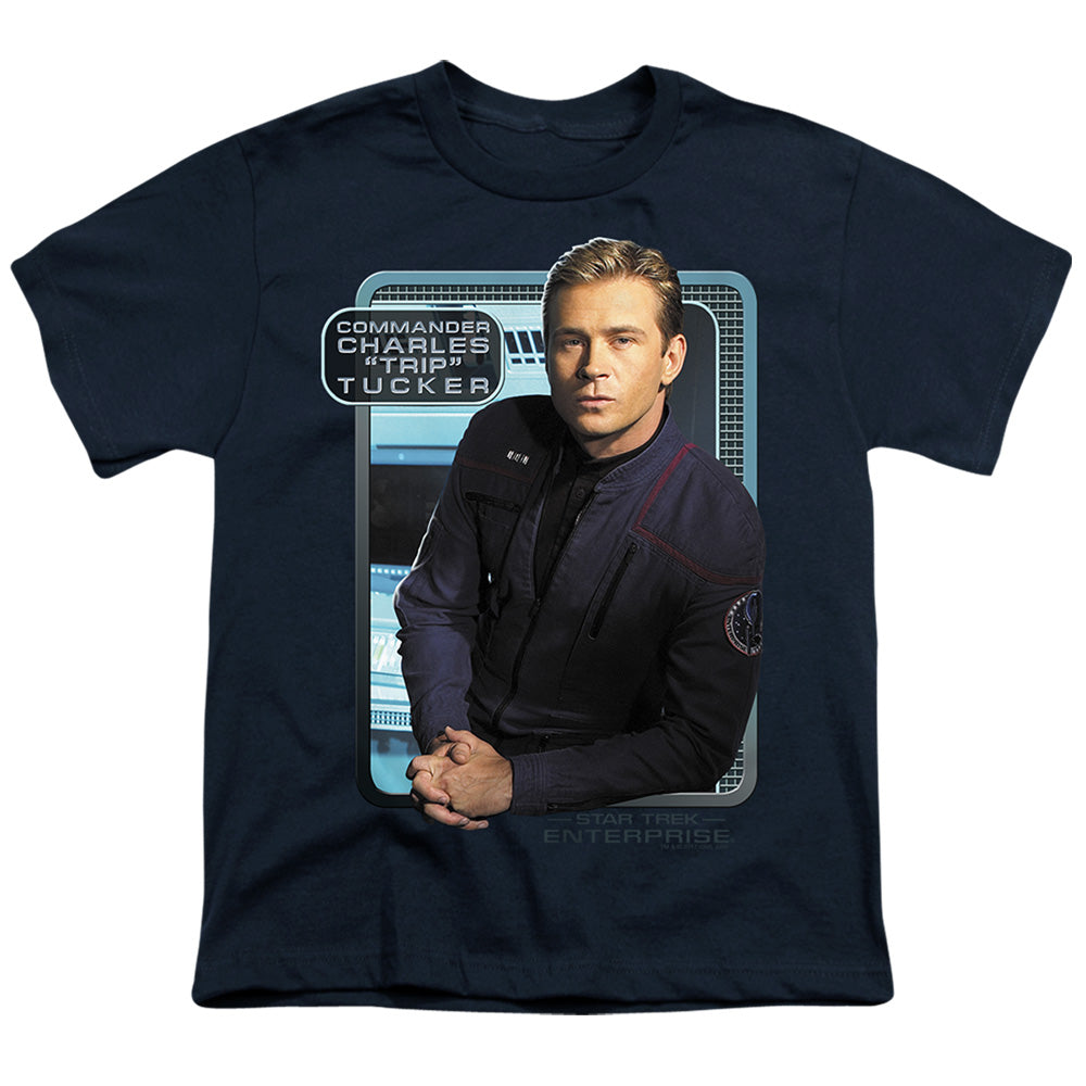 Star Trek - Trip Tucker - Short Sleeve Youth 18/1 - Navy T-shirt