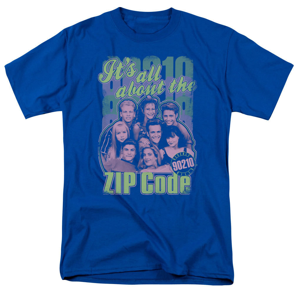 90210 - Zip Code - Short Sleeve Adult 18/1 - Royal Blue T-shirt