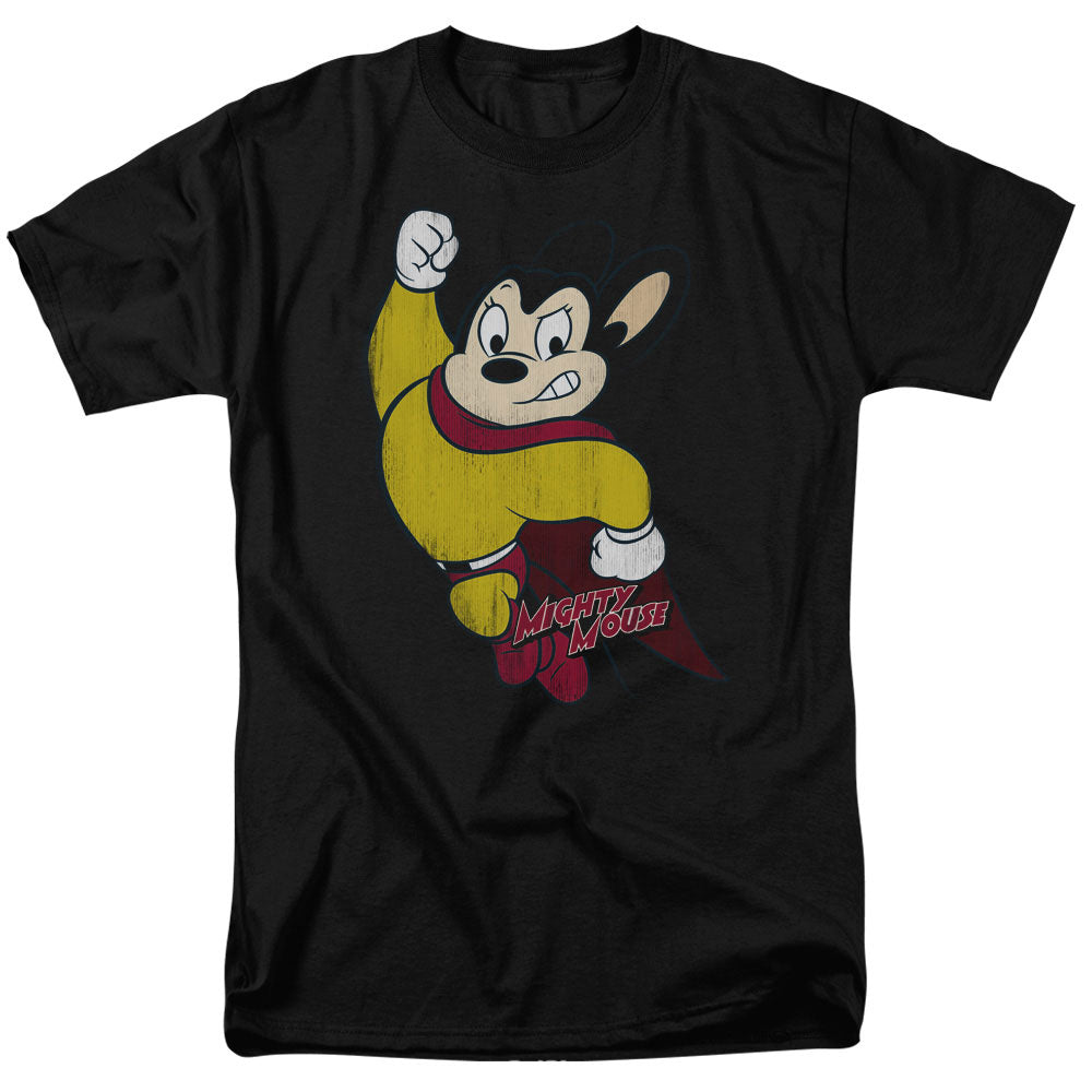 Mighty Mouse - Classic Hero - Short Sleeve Adult 18/1 - Black T-shirt