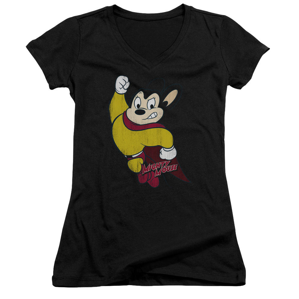 Mighty Mouse - Classic Hero - Junior V-neck - Black