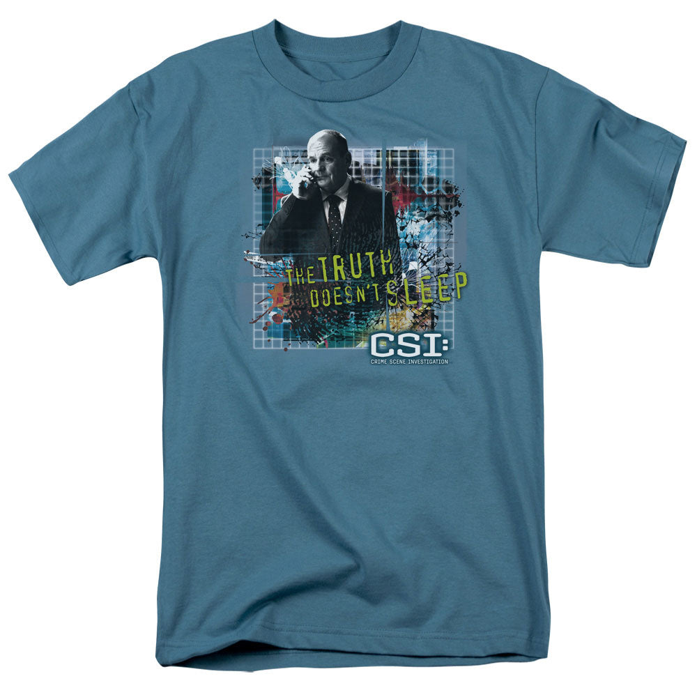 Csi - Truth Doesnt Sleep - Short Sleeve Adult 18/1 - Slate T-shirt