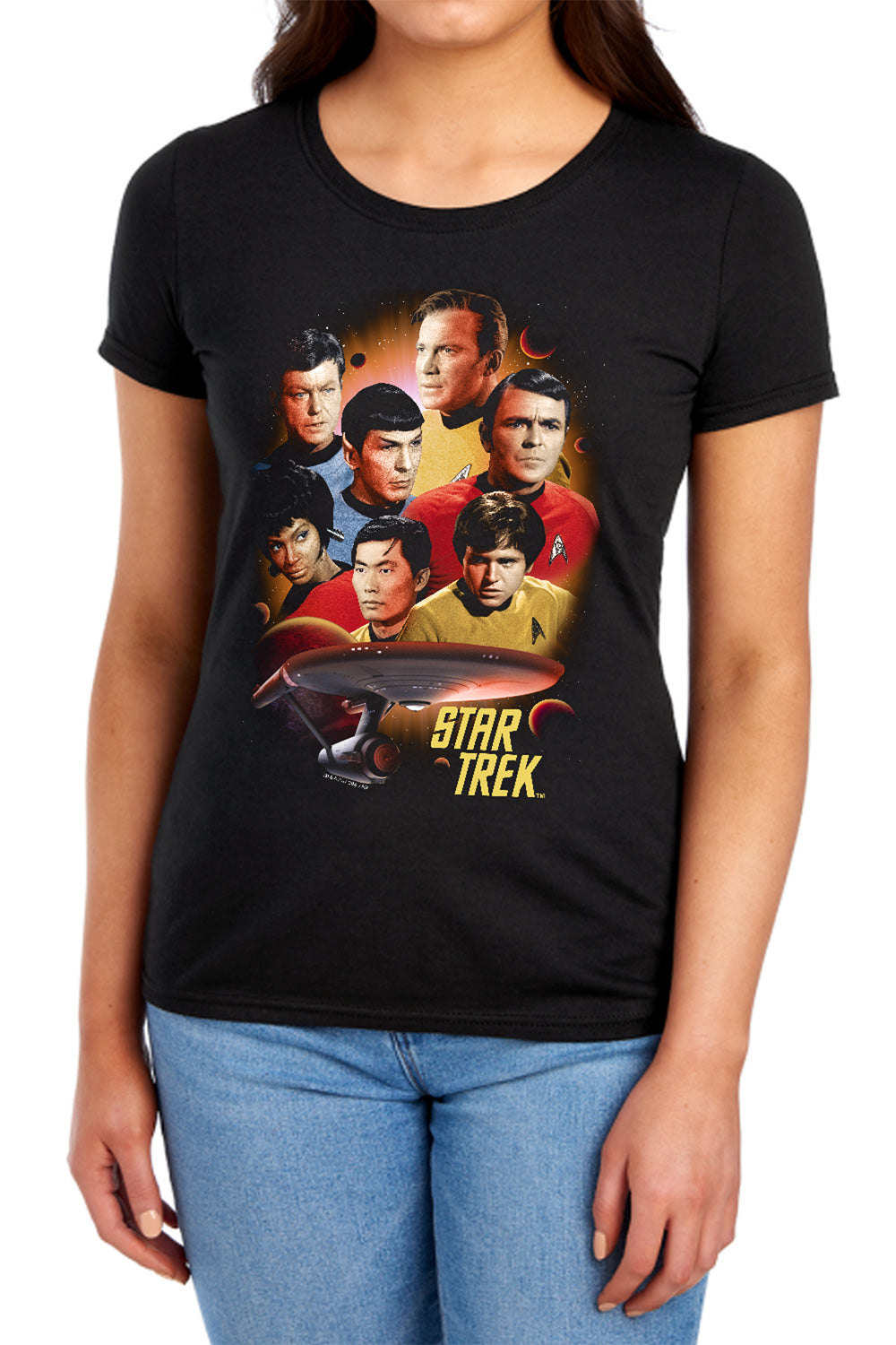 Star Trek - Heart Of The Enterprise - Short Sleeve Womens Tee - Black T-shirt