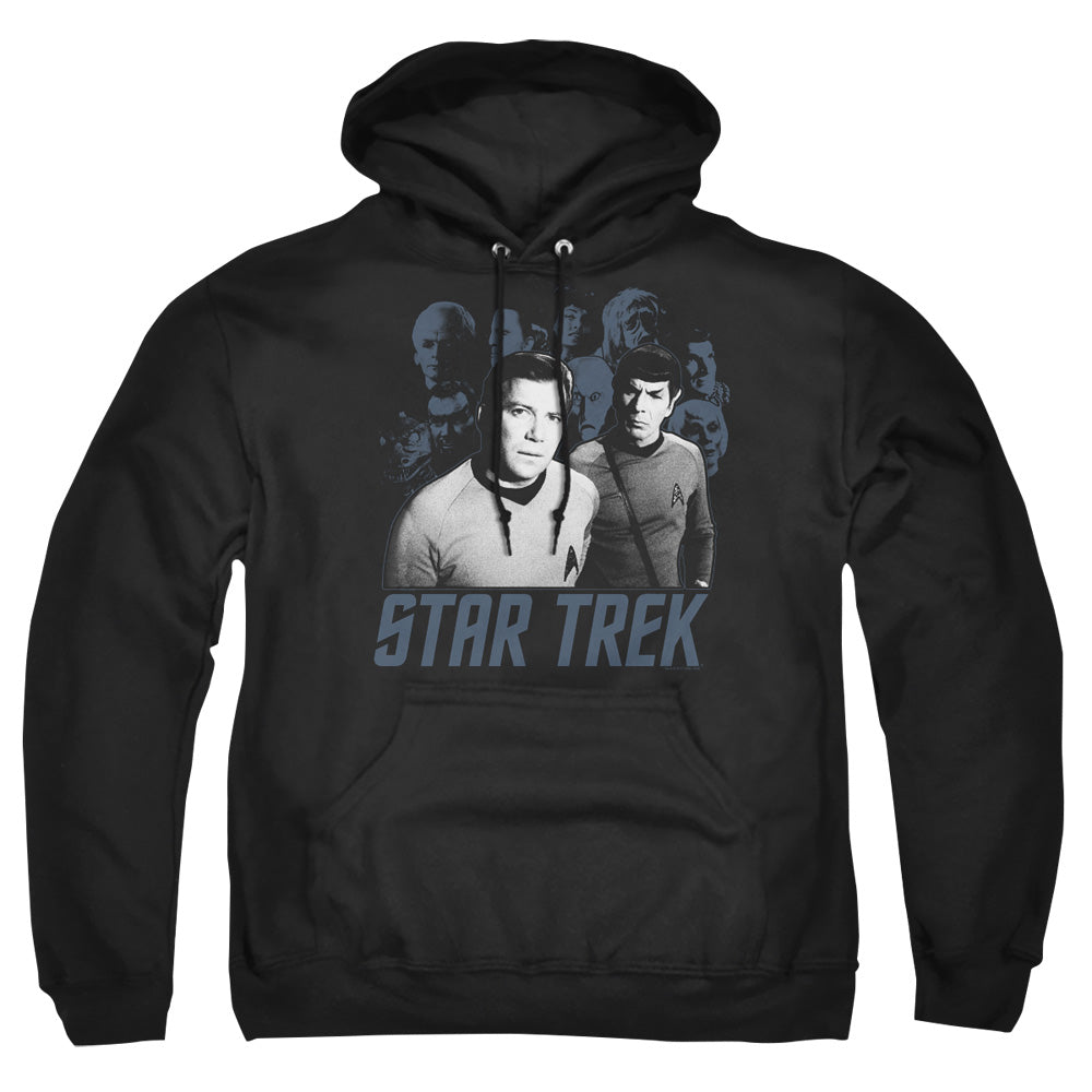 Star Trek - Kirk Spock And Company - Adult Pull-over Hoodie - Black