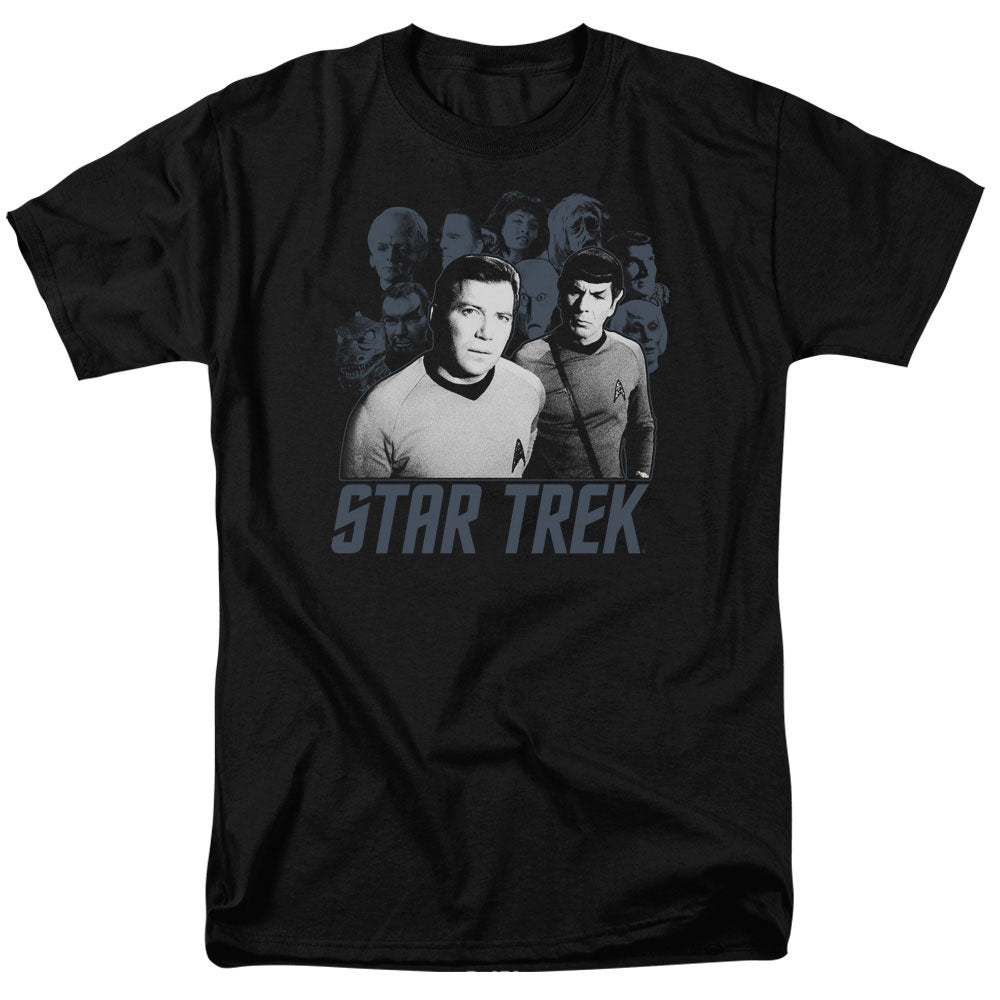 Star Trek - Kirk Spock And Company - Short Sleeve Adult 18/1 - Black T-shirt