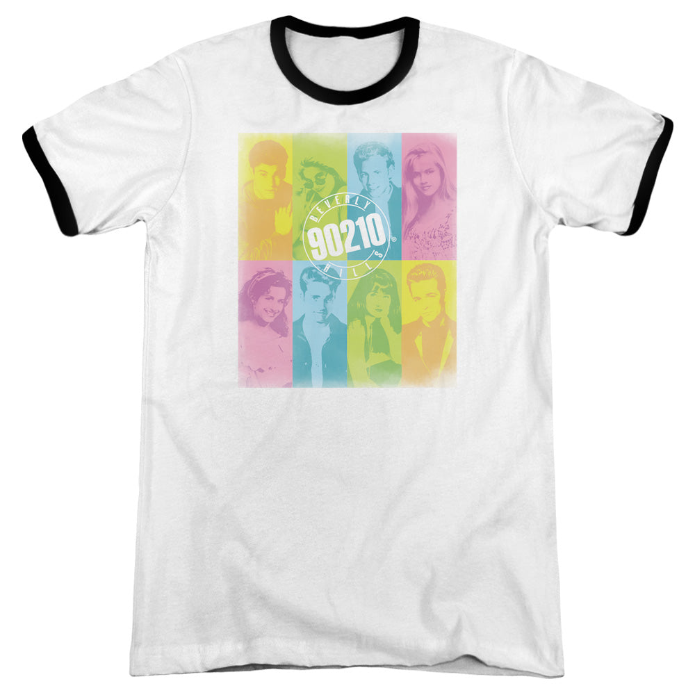 90210 - Color Block Of Friends - Adult Ringer - White/black