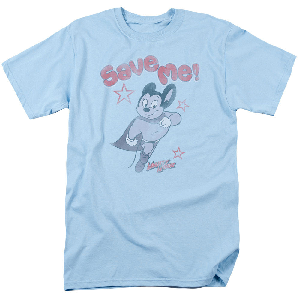 Mighty Mouse - Save Me - Short Sleeve Adult 18/1 - Light Blue T-shirt