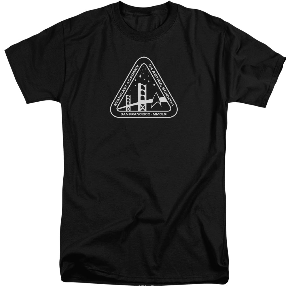 Star Trek - White Academy Logo - Short Sleeve Adult Tall - Black T-shirt