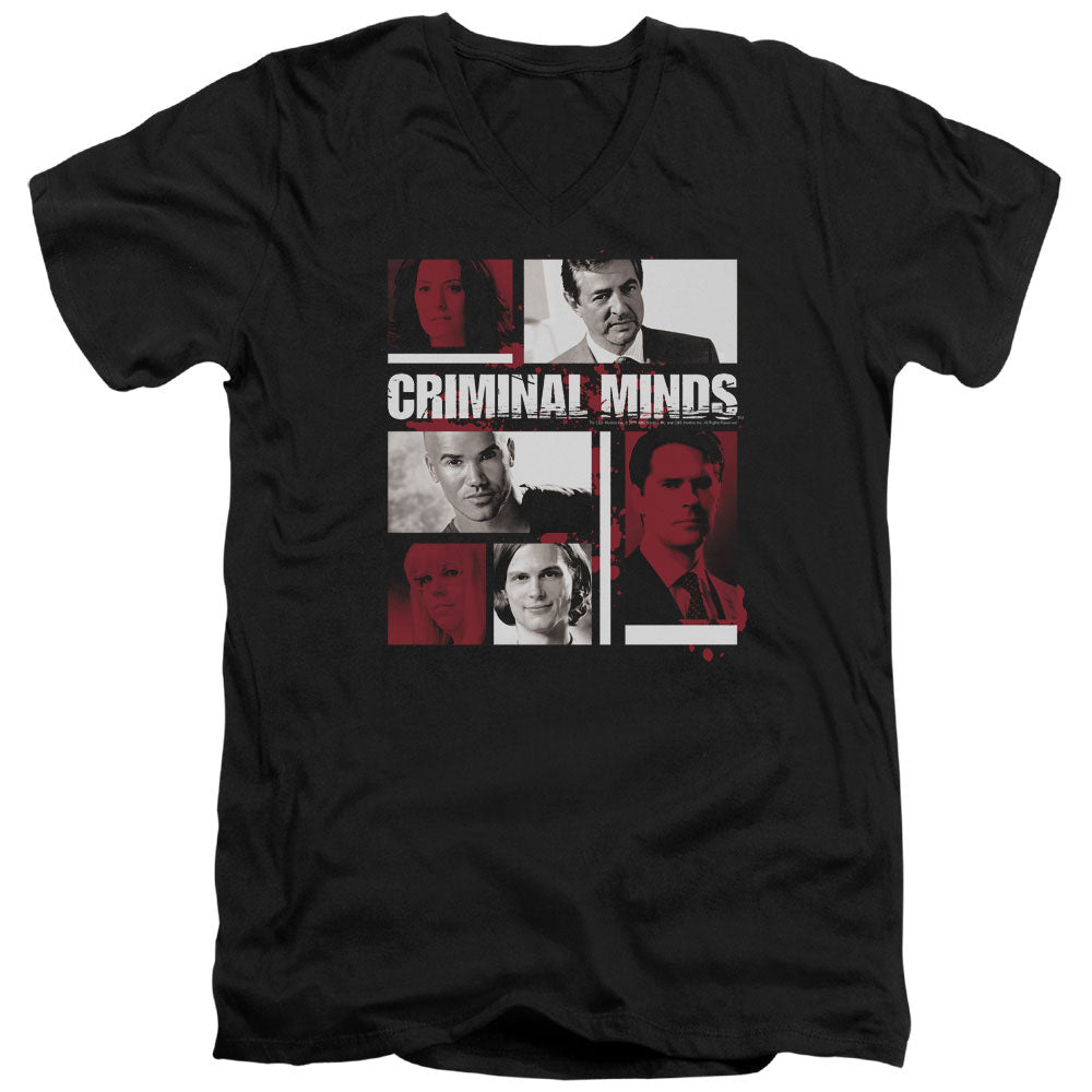 Criminal Minds - Character Boxes - Short Sleeve Adult V-neck - Black T-shirt