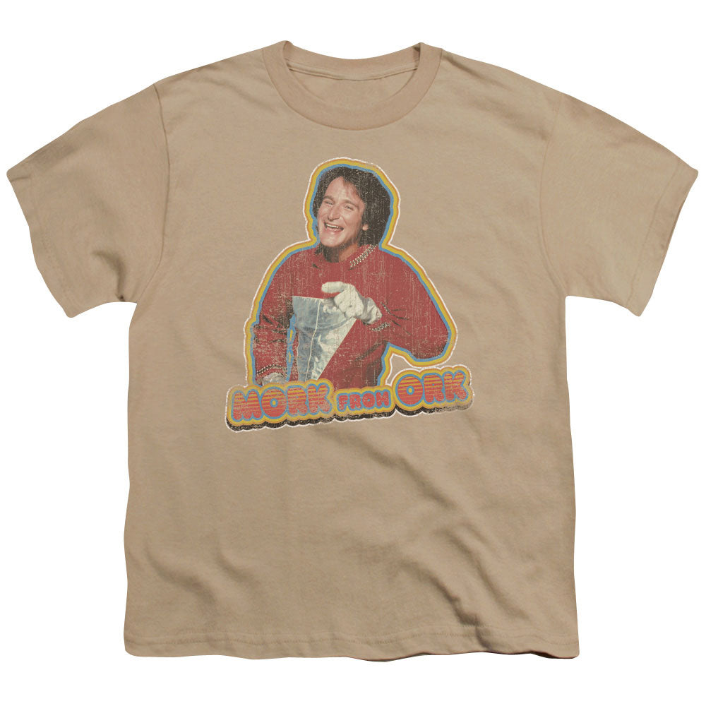 Mork & Mindy - Mork Iron On - Short Sleeve Youth 18/1 - Sand T-shirt