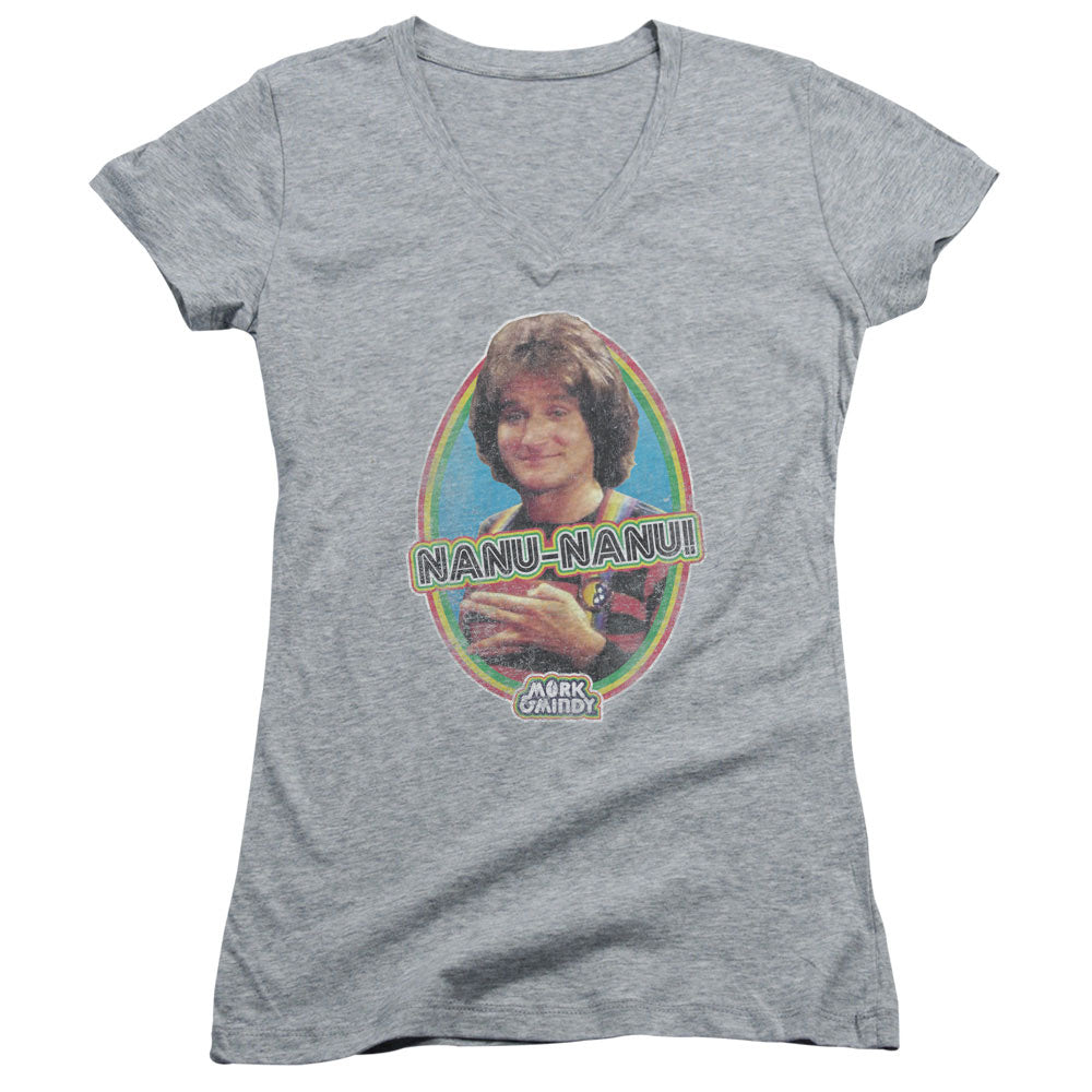Mork & Mindy - Nanu Nanu - Junior V-neck - Athletic Heather