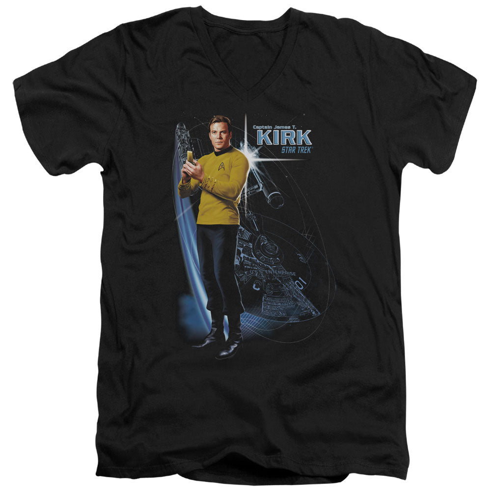 Star Trek - Galactic Kirk - Short Sleeve Adult V-neck - Black T-shirt