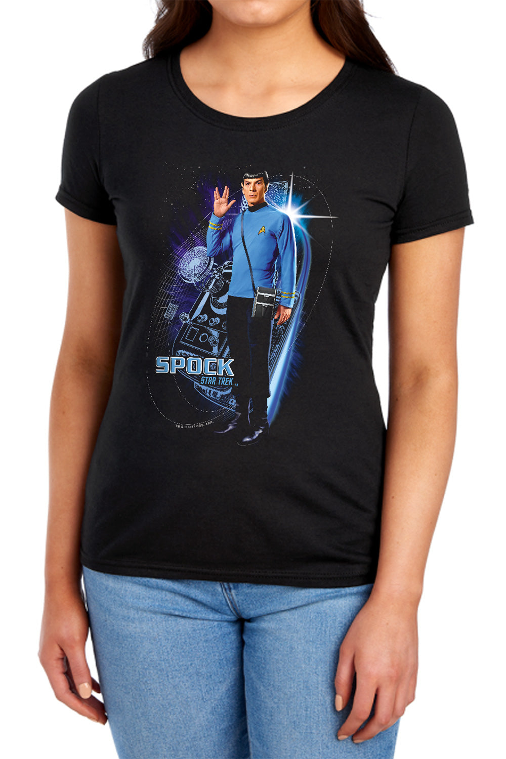 Star Trek - Galactic Spock - Short Sleeve Womens Tee - Black T-shirt