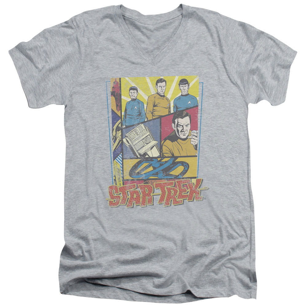 Star Trek - Vintage Collage - Short Sleeve Adult V-neck - Athletic Heather T-shirt