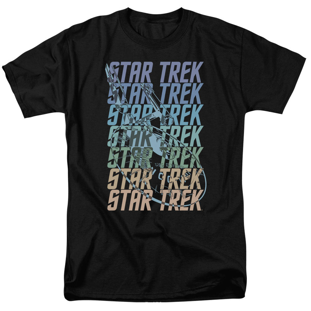 Star Trek - Multi Logo Enterprise - Short Sleeve Adult 18/1 - Black T-shirt