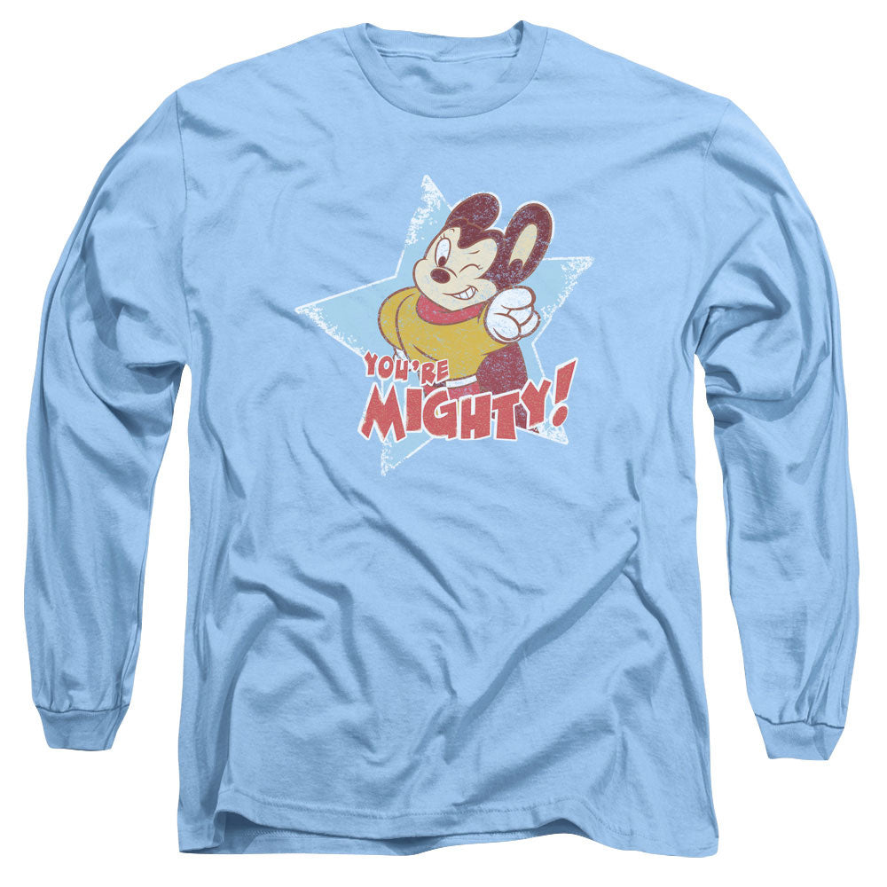 Mighty Mouse - Youre Mighty - Long Sleeve Adult 18/1 - Carolina Blue T-shirt