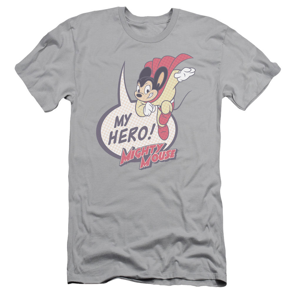 Mighty Mouse - My Hero - Short Sleeve Adult 30/1 - Silver T-shirt