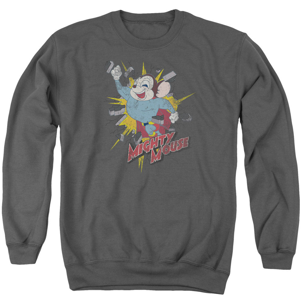Mighty Mouse - Break Through - Adult Crewneck Sweatshirt - Charcoal