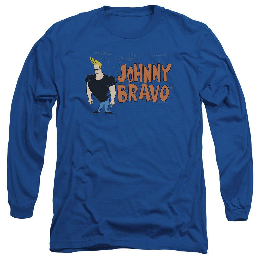 Johnny Bravo - Johnny Logo - Long Sleeve Adult 18/1 - Royal Blue T-shirt