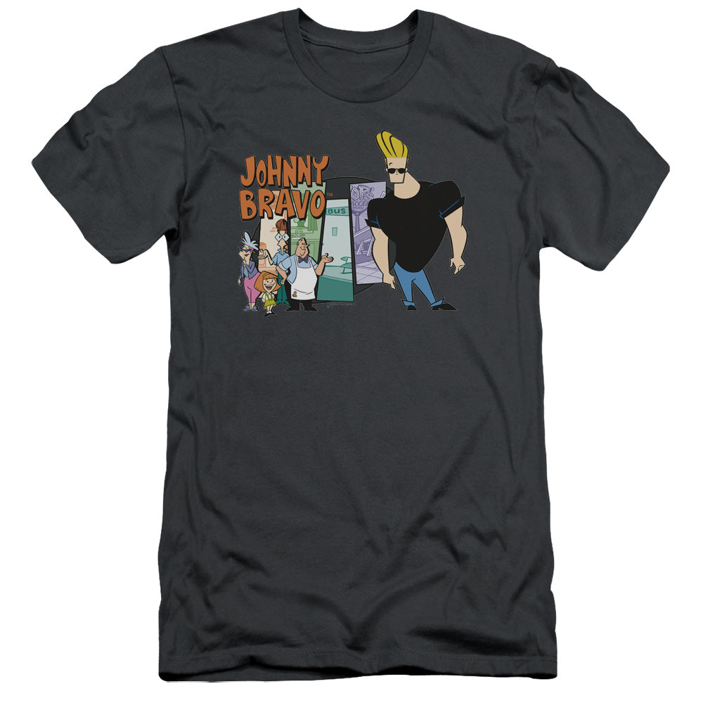 Johnny Bravo - Johnny & Friends - Short Sleeve Adult 30/1 - Charcoal T-shirt