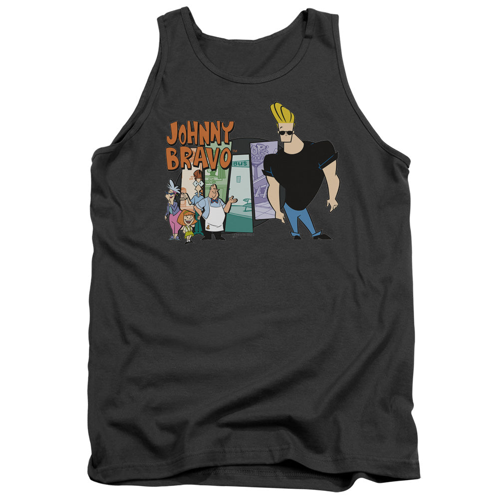 Johnny Bravo - Johnny & Friends - Adult Tank - Charcoal
