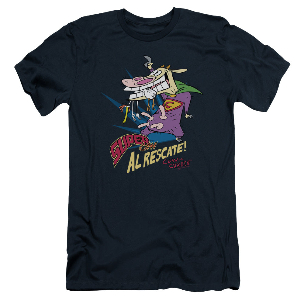 Cow & Chicken - Super Cow - Short Sleeve Adult 30/1 - Navy T-shirt