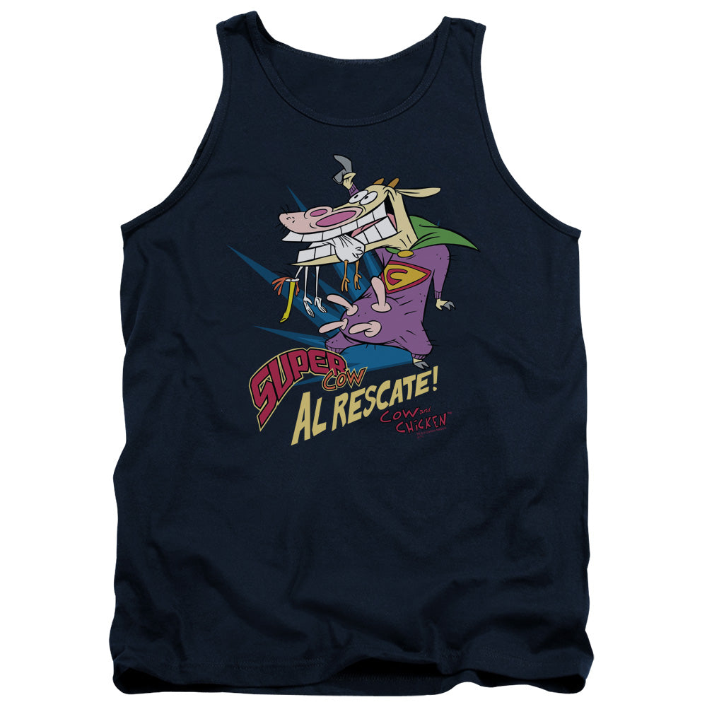 Cow & Chicken - Super Cow - Adult Tank - Navy
