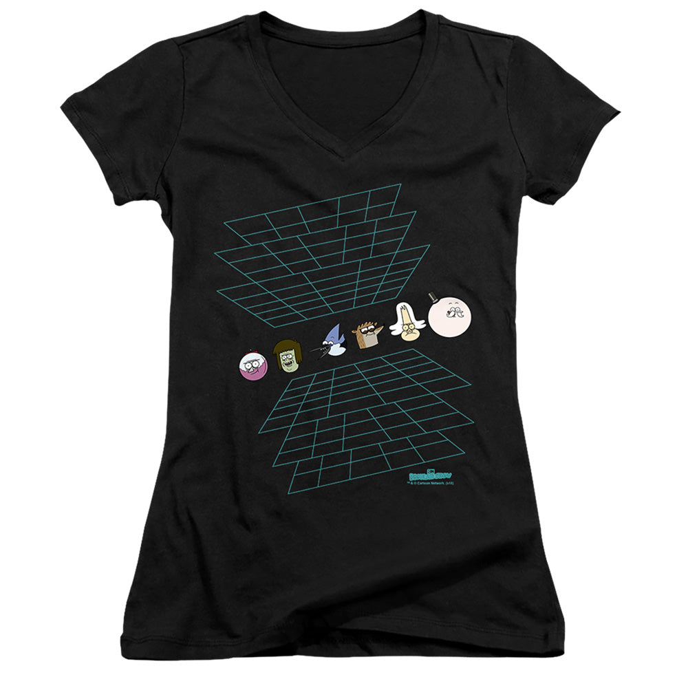 The Regular Show - Regular Grid-junior V-neck - Black
