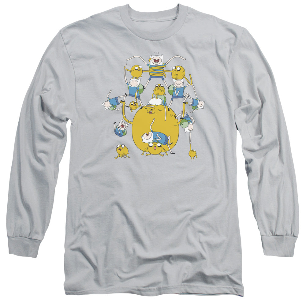 Adventure Time - Finn&jake Group - Long Sleeve Adult 18/1 - Silver T-shirt