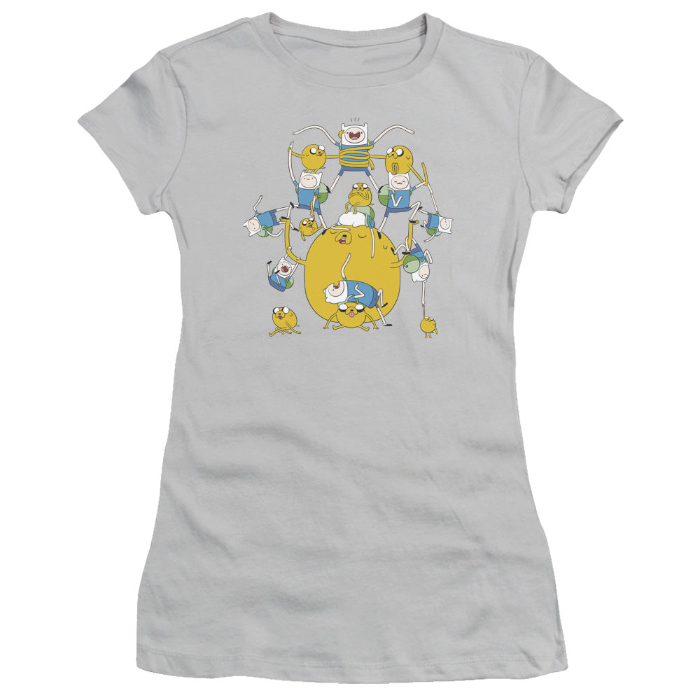 Adventure Time - Finn&jake Group - Short Sleeve Junior Sheer - Silver T-shirt