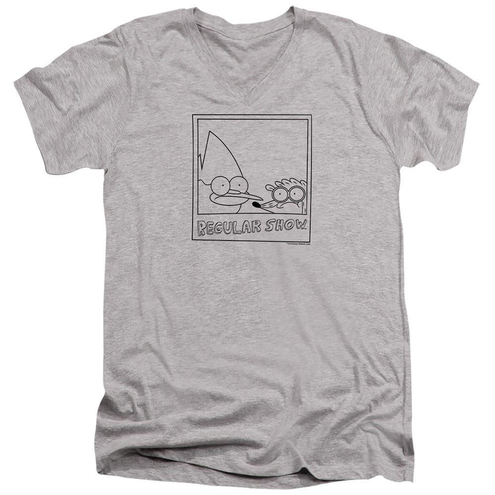 Regular Show - Poloroid - Short Sleeve Adult V-neck 30/1 - Athletic Heather T-shirt