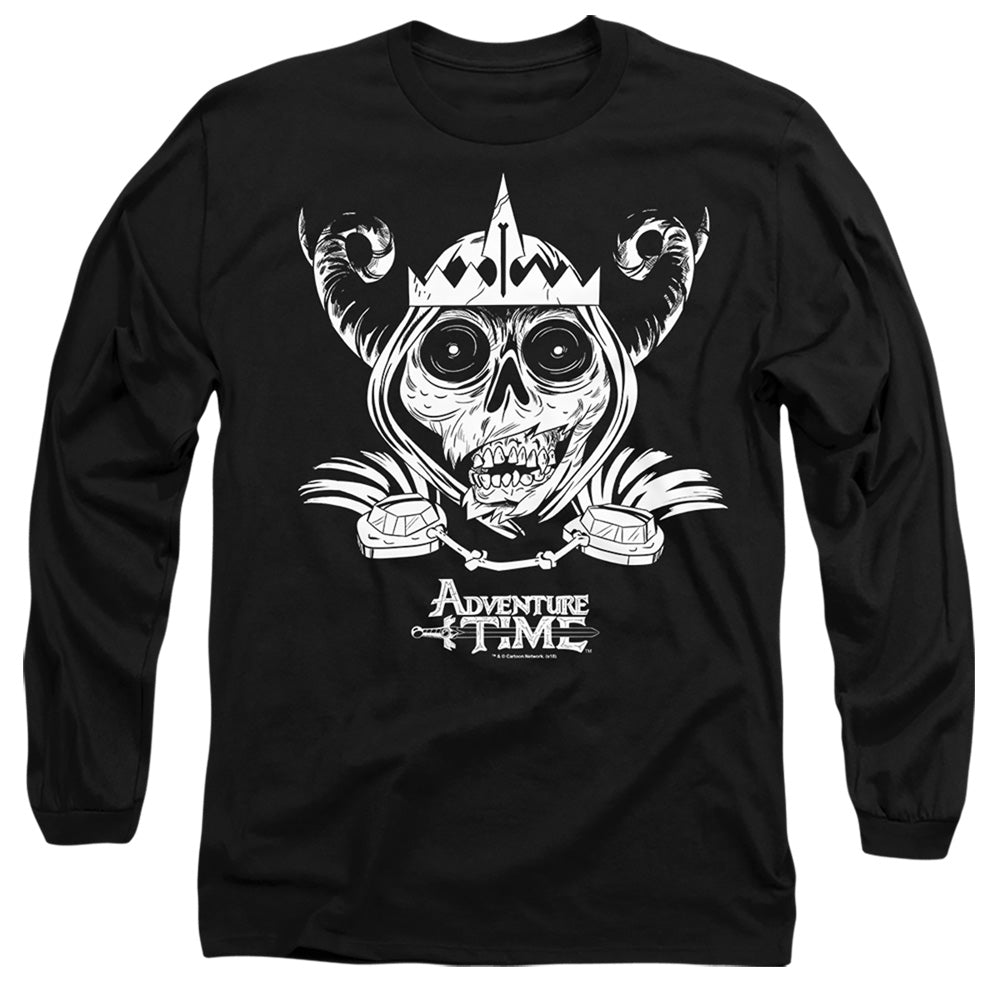 Adventure Time - Skull Face - Long Sleeve Adult 18/1 - Black T-shirt