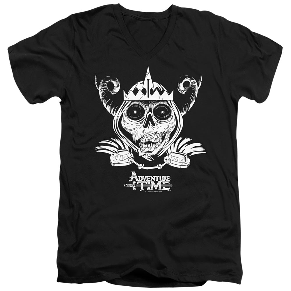 Adventure Time - Skull Face - Short Sleeve Adult V-neck 30/1 - Black T-shirt