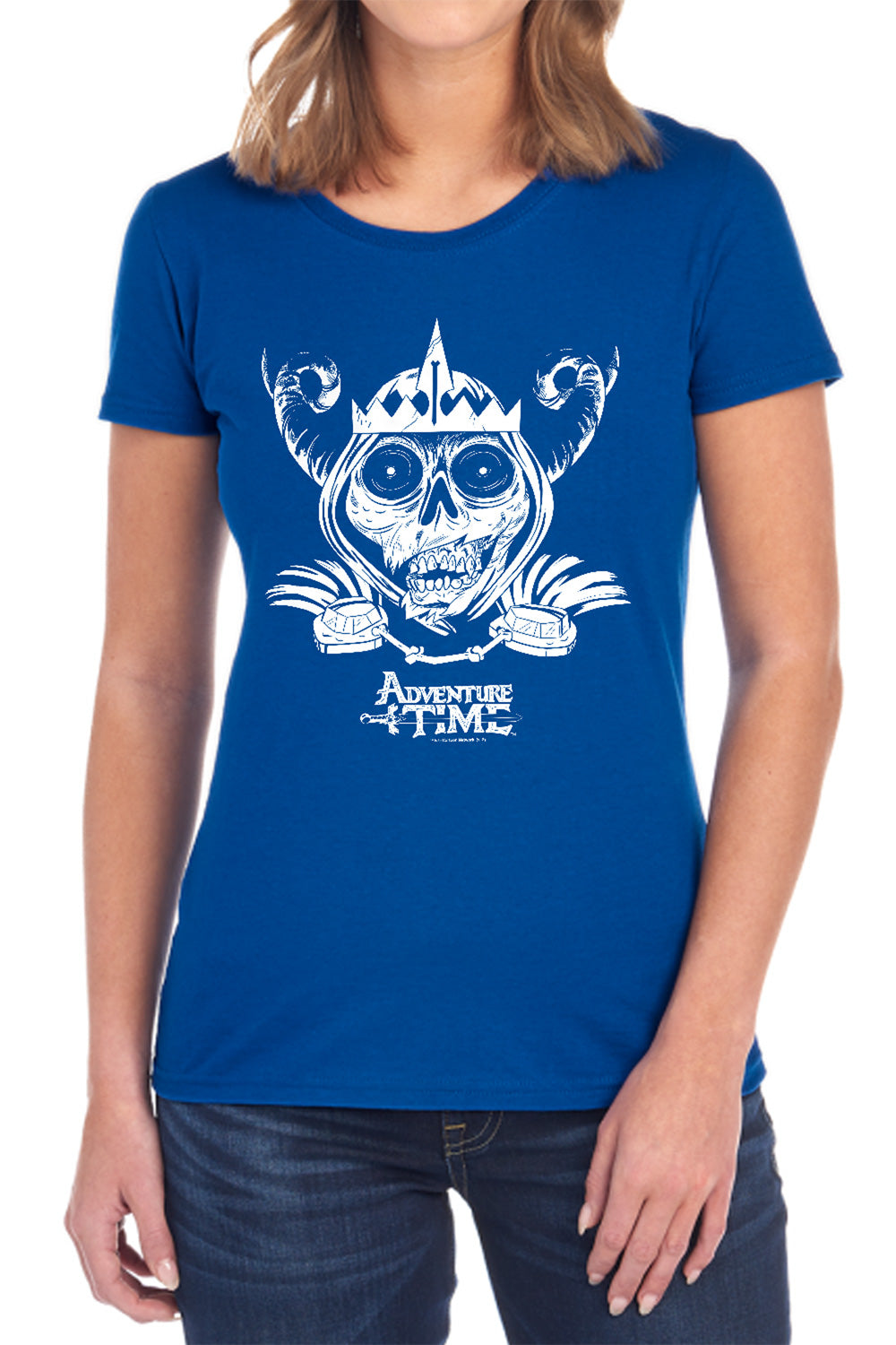 Adventure Time - Skull Face - Short Sleeve Womens Tee - Black T-shirt