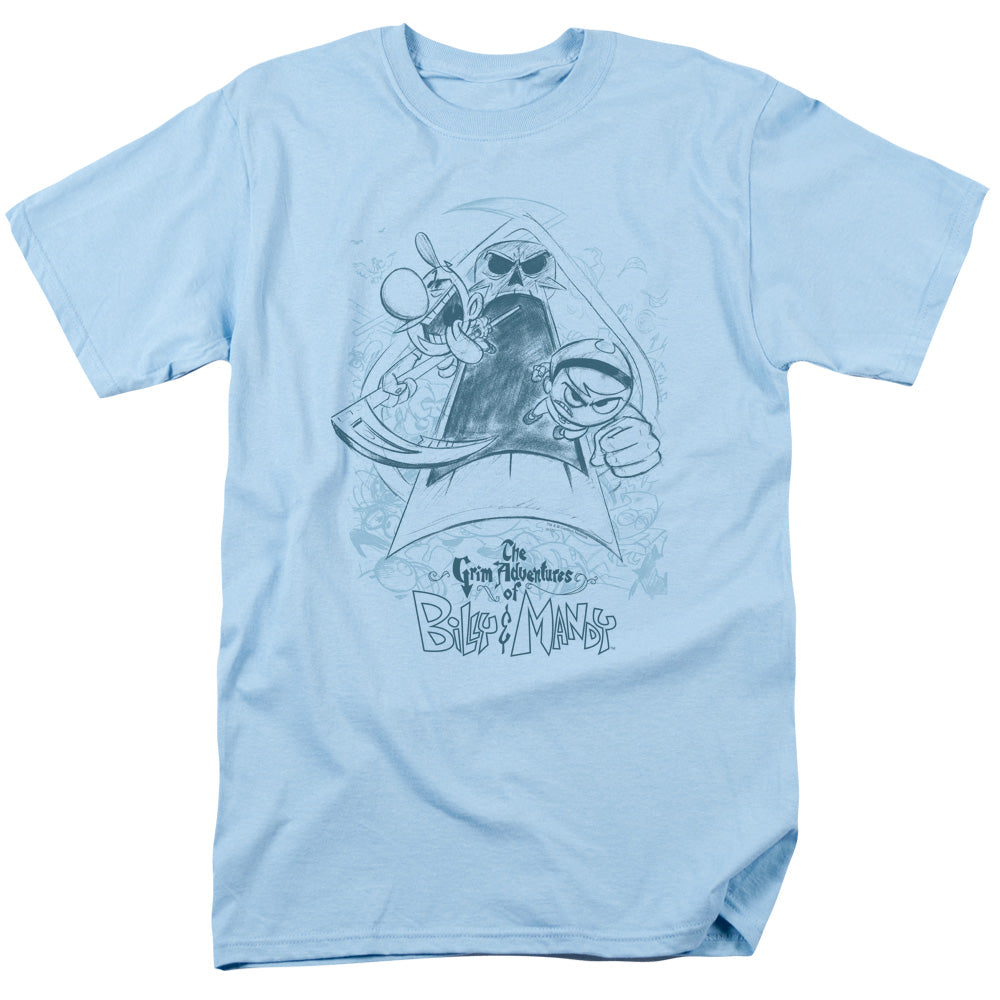 Grim Adventures Of Billy & Mandy - Sketched - Short Sleeve Adult 18/1 - Light Blue T-shirt