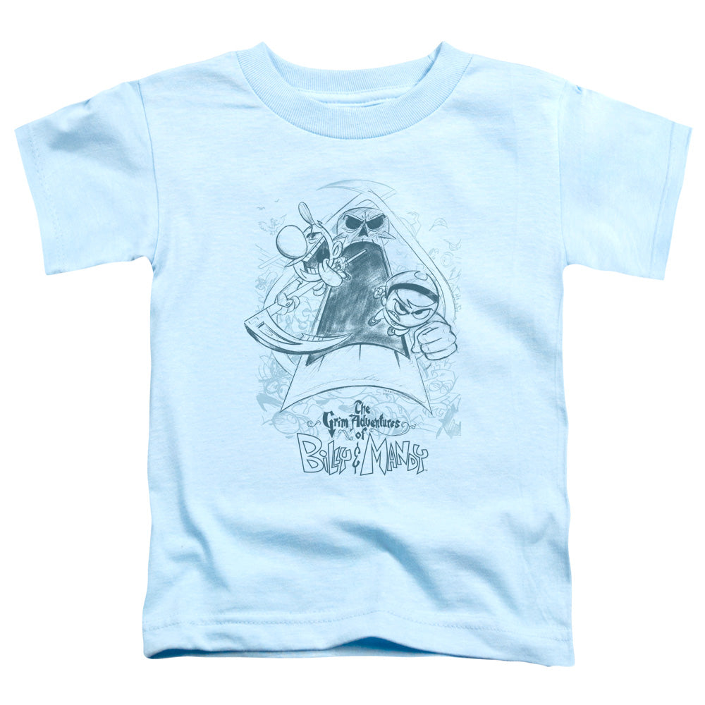 Grim Adventures Of Billy & Mandy - Sketched - Short Sleeve Toddler Tee - Light Blue T-shirt