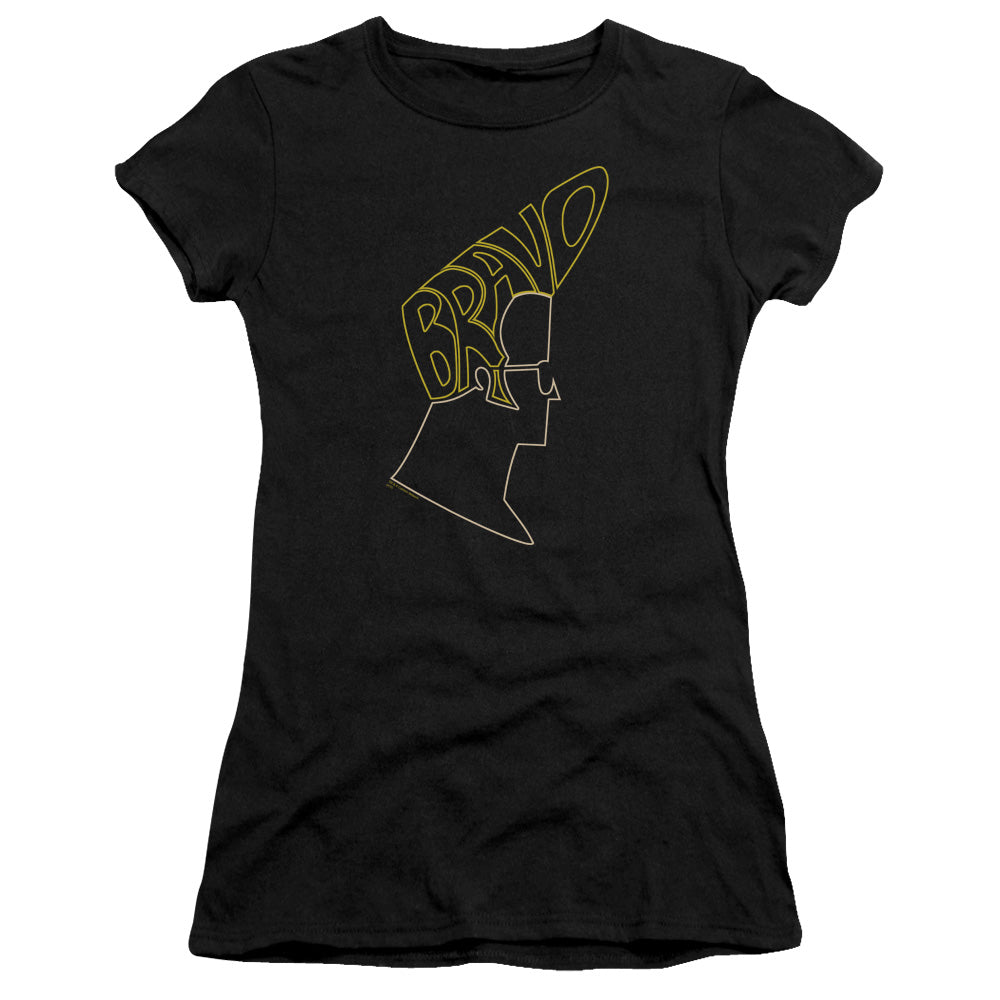 Johnny Bravo - Bravo Hair - Short Sleeve Junior Sheer - Black T-shirt