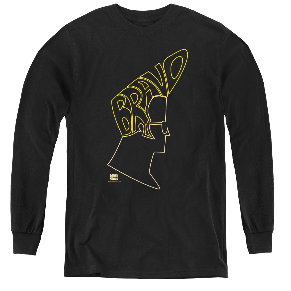 Johnny Bravo - Bravo Hair - Youth Long Sleeve Tee - Black