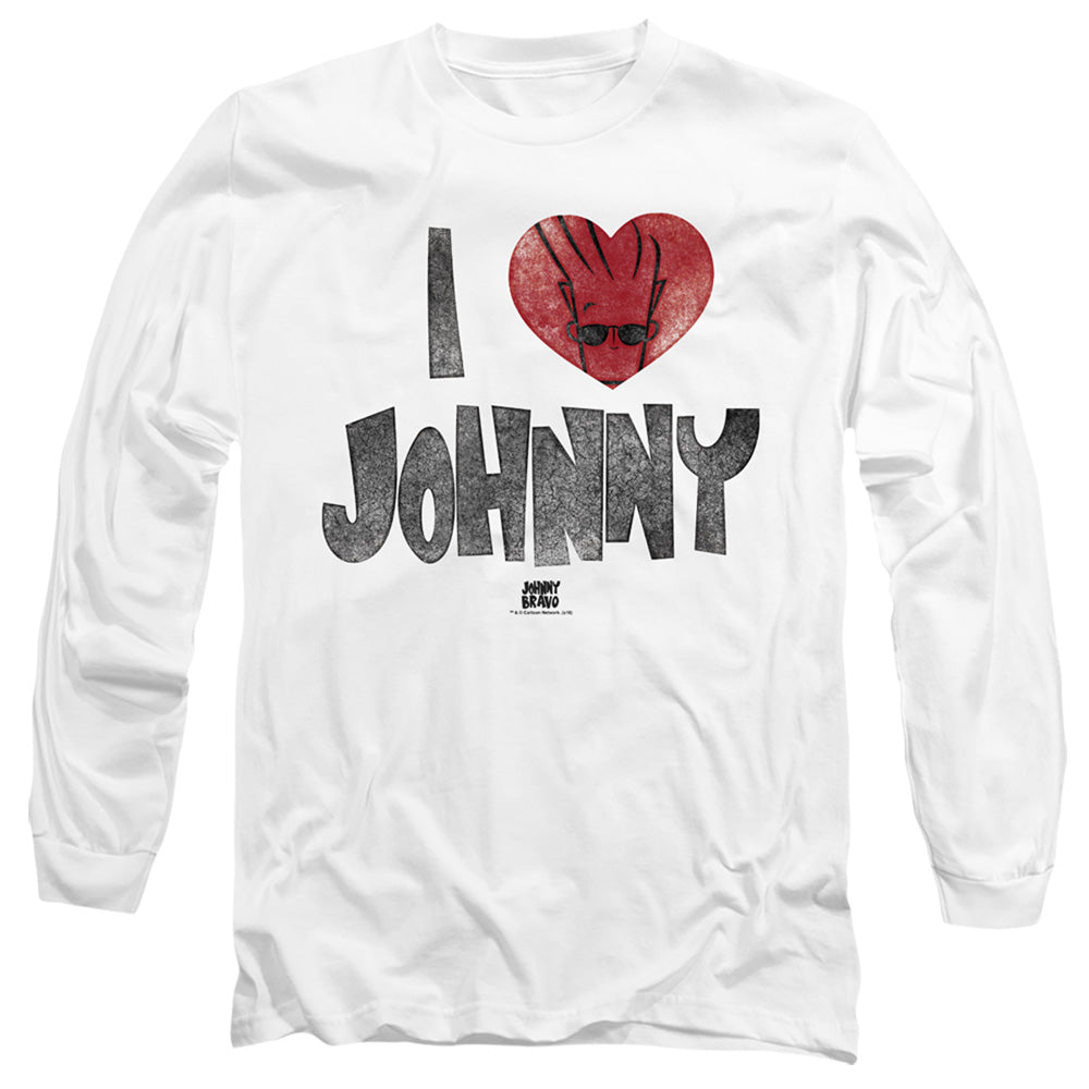 Johnny Bravo - I Heart Johnny - Long Sleeve Adult 18/1 - White T-shirt