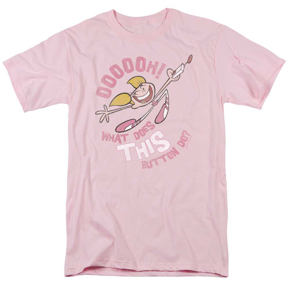 Dexters Laboratory - Button - Short Sleeve Adult 18/1 - Pink T-shirt