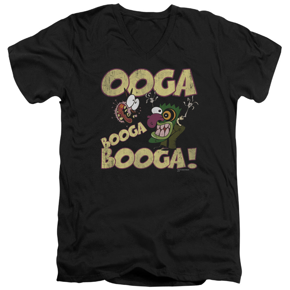 Courage - Ooga Booga Booga - Short Sleeve Adult V-neck 30/1 - Black T-shirt