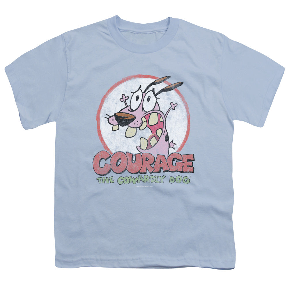 Courage The Cowardly Dog - Vintage Courage - Short Sleeve Youth 18/1 - Light Blue T-shirt