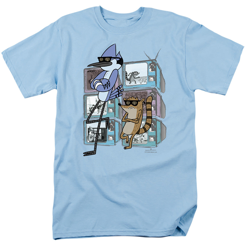 Regular Show - Tv Too Cool - Short Sleeve Adult 18/1 - Light Blue T-shirt