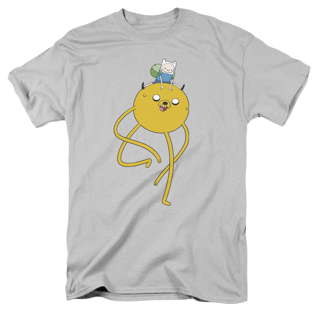 Adventure Time - Jake Ride - Short Sleeve Adult 18/1 - Silver T-shirt