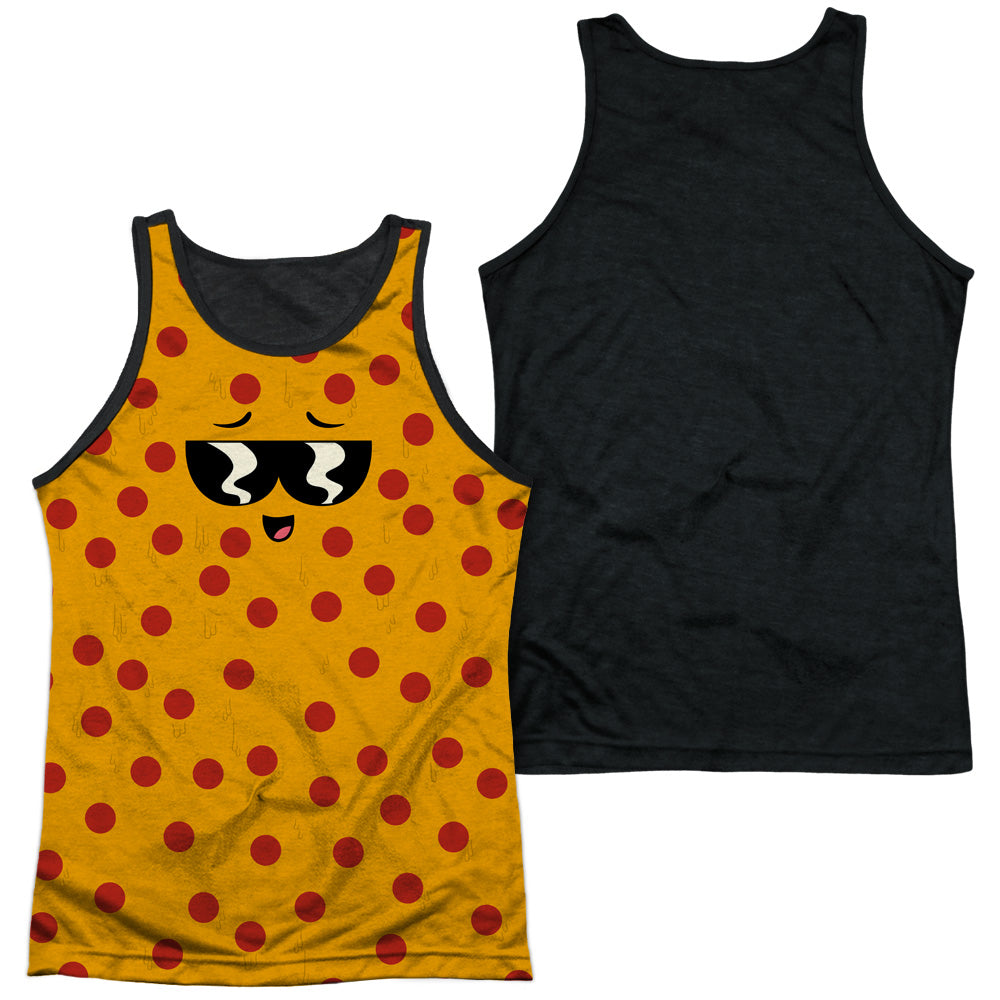 Uncle Grandpa - Pizza Face - Adult Poly Tank Top Black Back - White