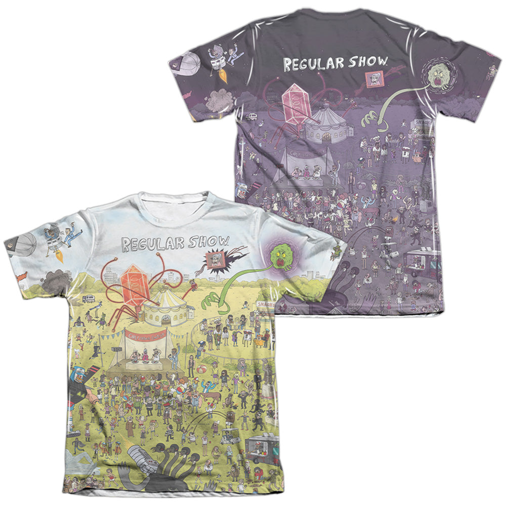 Regular Show - Group Shot (Front/back Print) - Adult Poly/cotton Short Sleeve Tee - White T-shirt