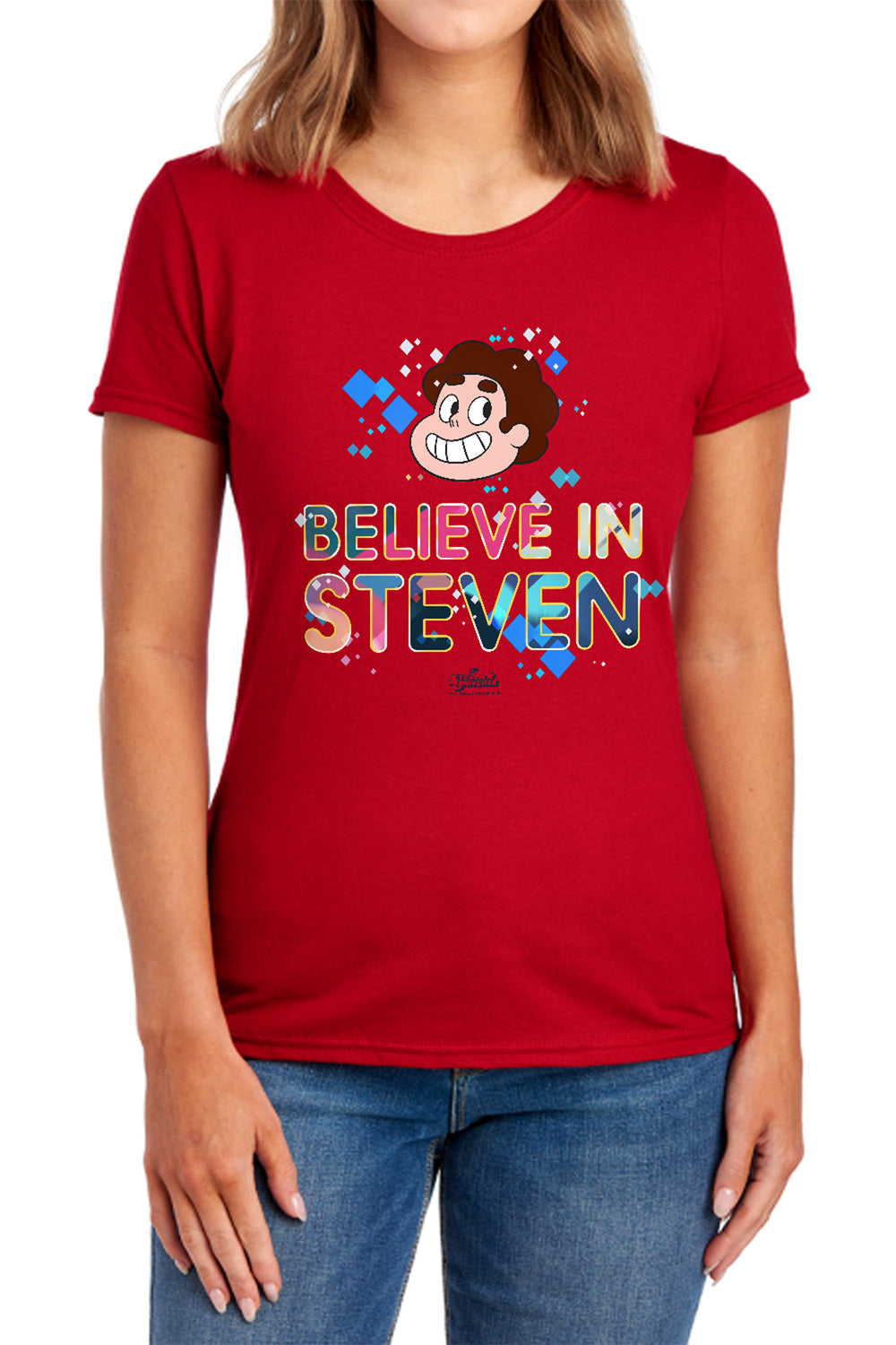 Steven Universe - Believe - Short Sleeve Womens Tee - Royal Blue T-shirt