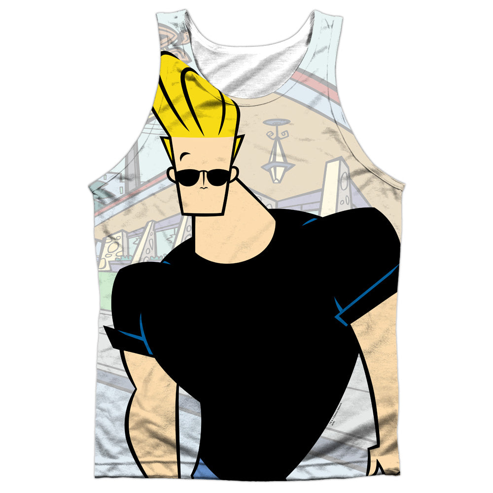 Johnny Bravo - Hanging Out - Adult 100% Poly Tank Top - White