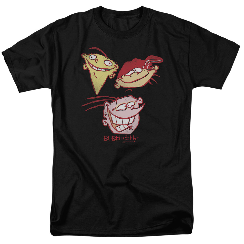 Ed Edd Eddy - Three Heads - Short Sleeve Adult 18/1 - Black T-shirt